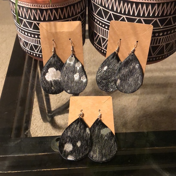 Handmade Leather Teardrop Earrings $16 each pair - Picture 5 of 8